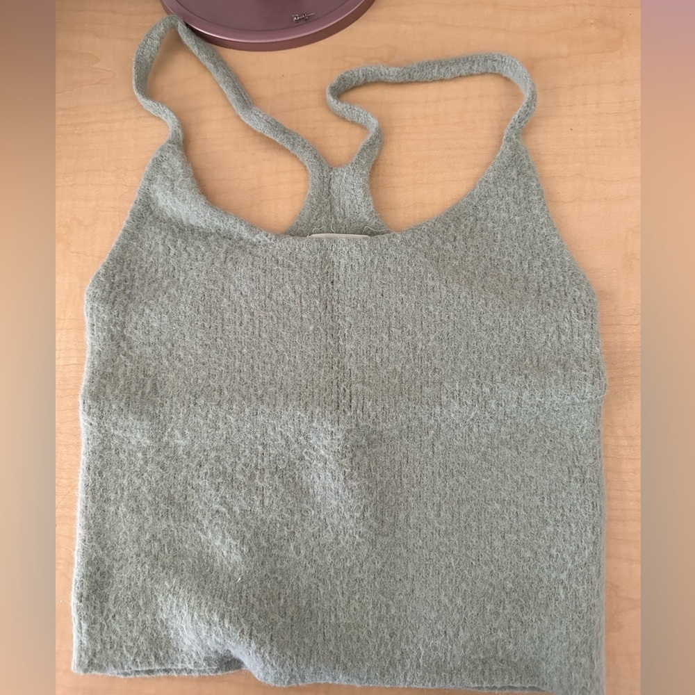 Fuzzy Light Sage Top